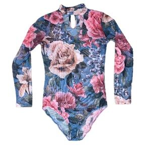 Long sleeve lace floral body suit